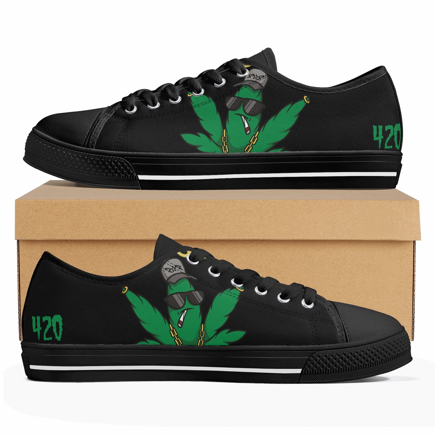 Leaf Me Alone 420 Edition 3.0 Mens Black Low Top Star Kicks