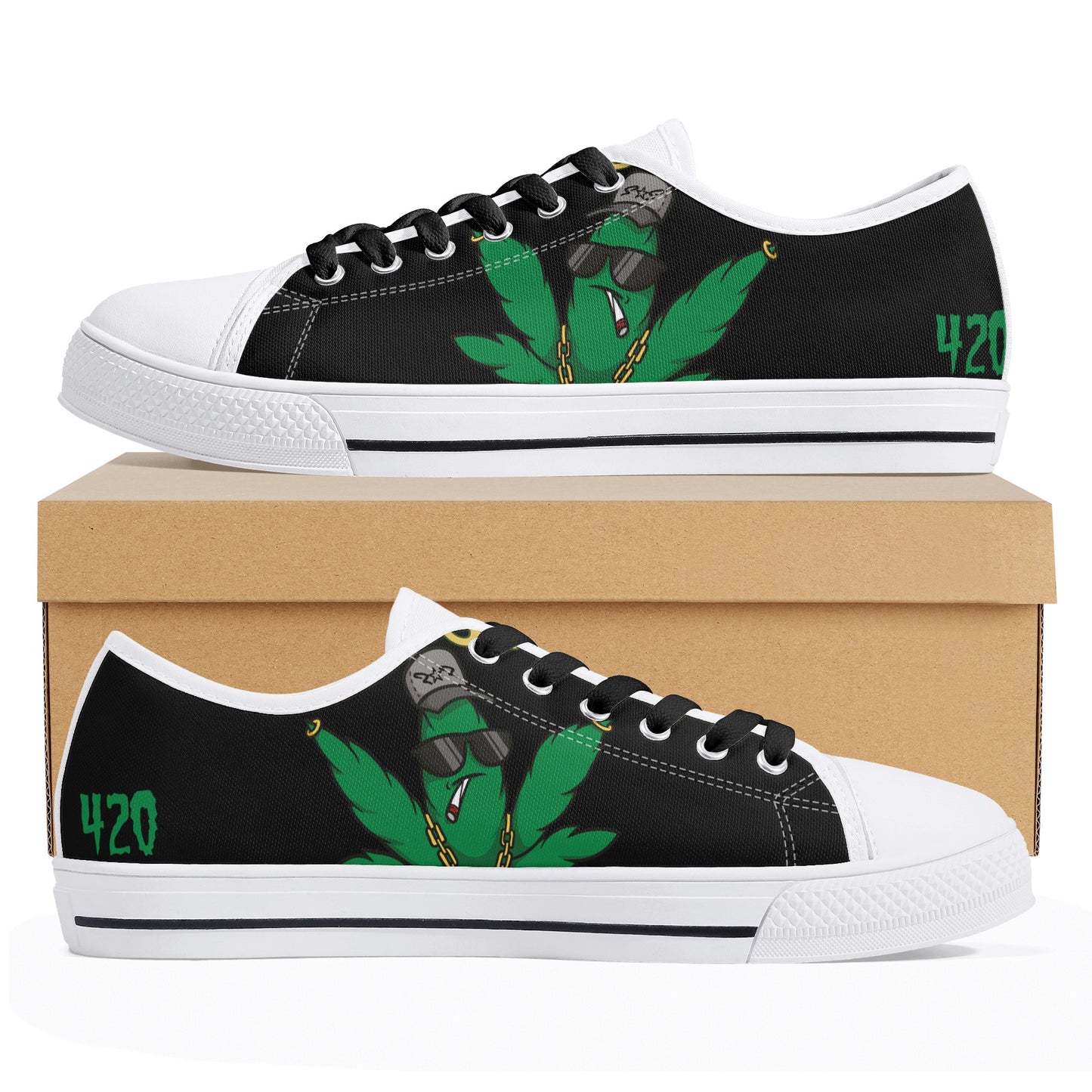 Leaf Me Alone 420 Edition 3.0 Mens Black Low Top Star Kicks