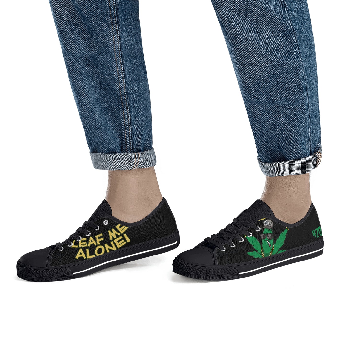 Leaf Me Alone 420 Edition 3.0 Mens Black Low Top Star Kicks