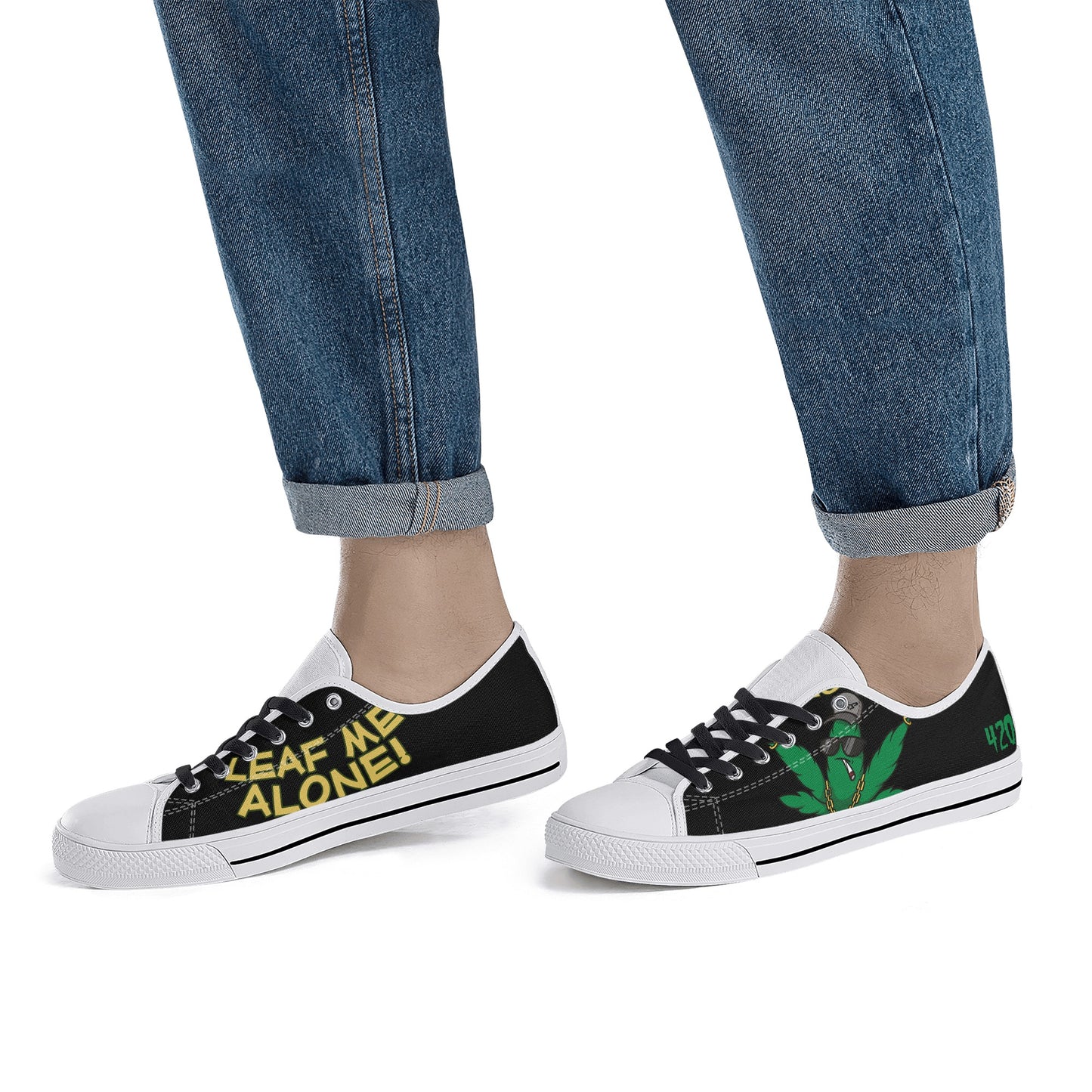 Leaf Me Alone 420 Edition 3.0 Mens Black Low Top Star Kicks