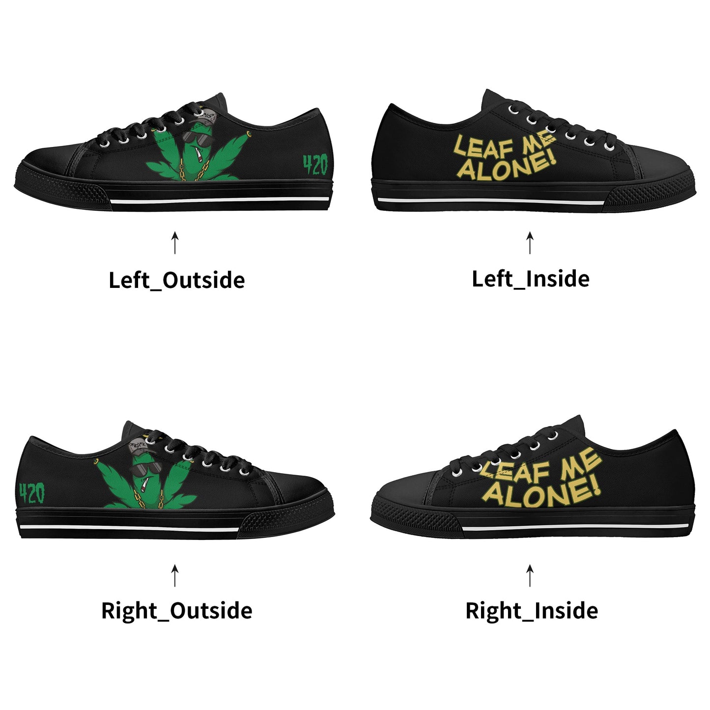 Leaf Me Alone 420 Edition 3.0 Mens Black Low Top Star Kicks