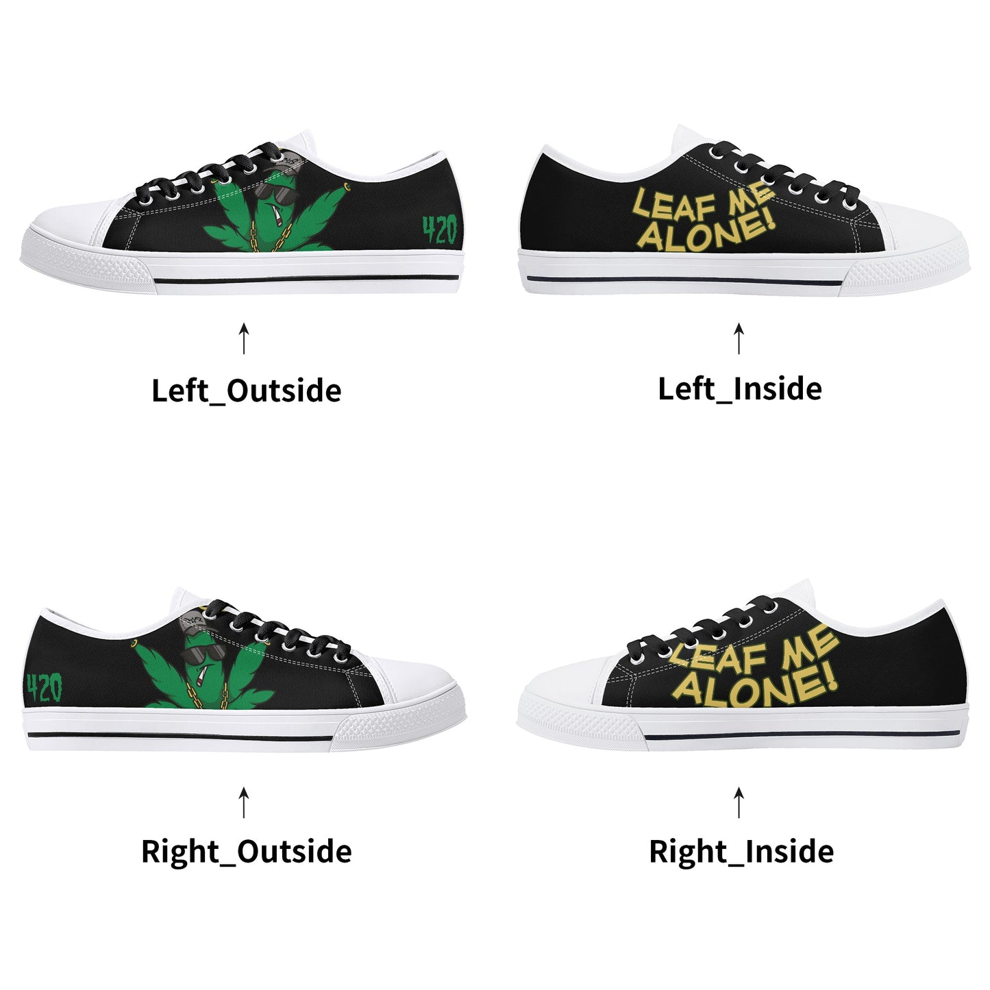 Leaf Me Alone 420 Edition 3.0 Mens Black Low Top Star Kicks