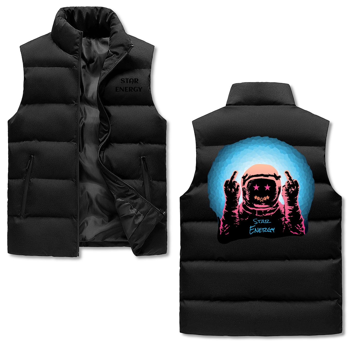 Star Energy 1.0 Mens Warm Stand Collar Zip Up Puffer Vest