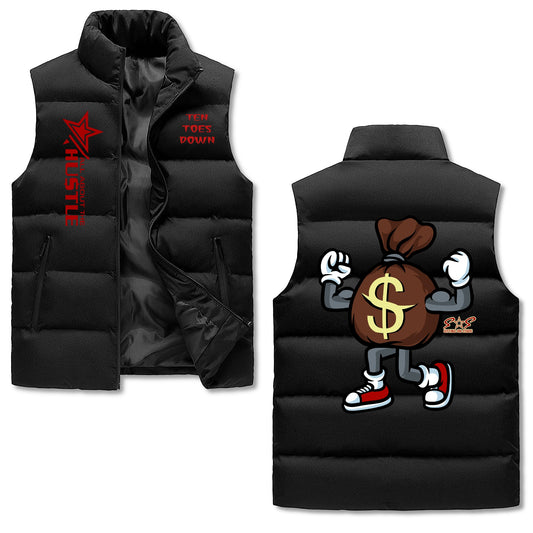 T.T.D ( Ten Toes Down) Mens Warm Stand Collar Zip Up Puffer Vest