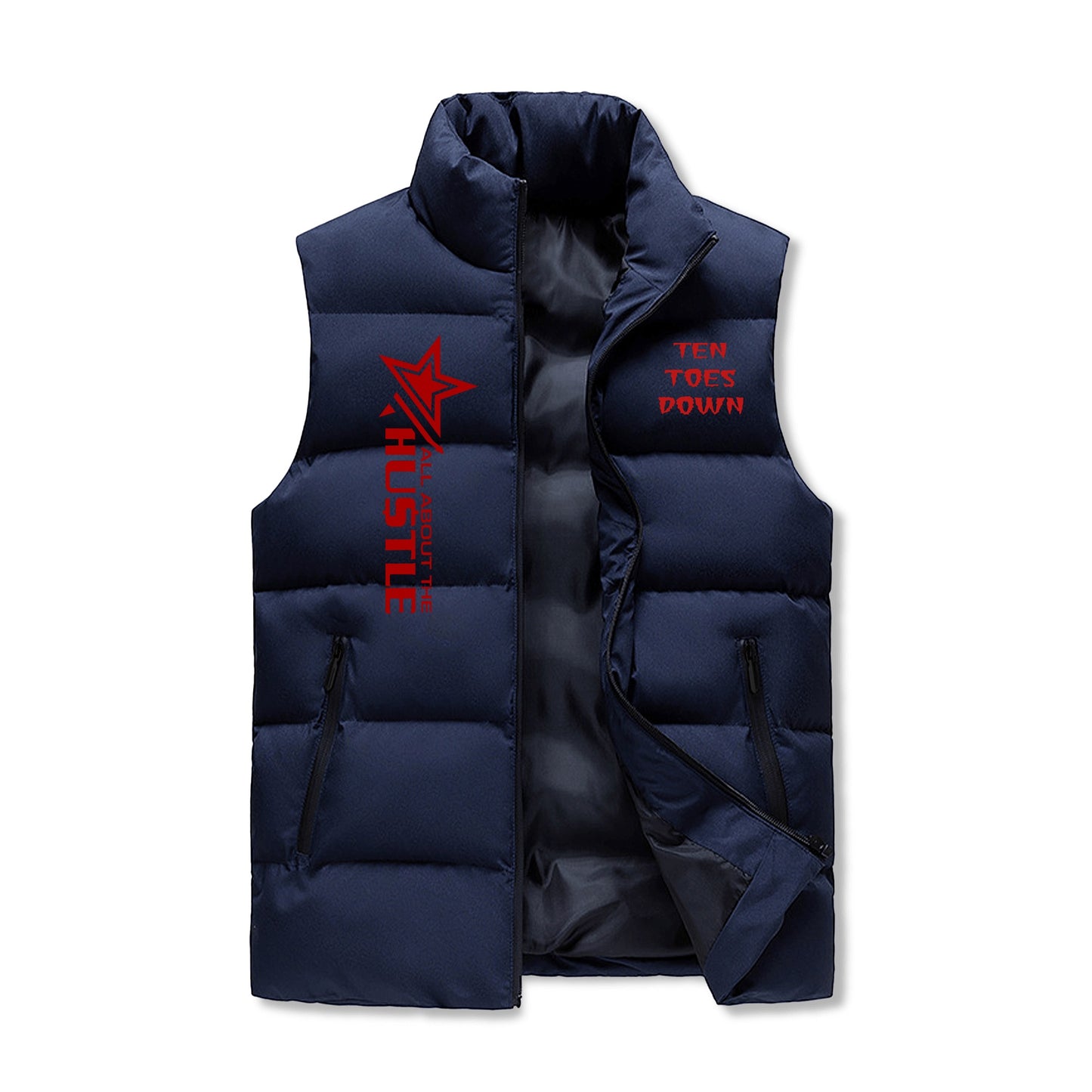 T.T.D ( Ten Toes Down) Mens Warm Stand Collar Zip Up Puffer Vest