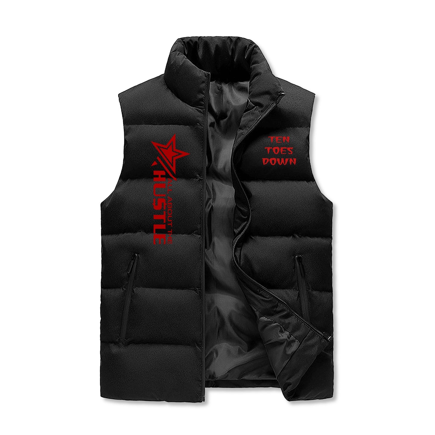 T.T.D ( Ten Toes Down) Mens Warm Stand Collar Zip Up Puffer Vest