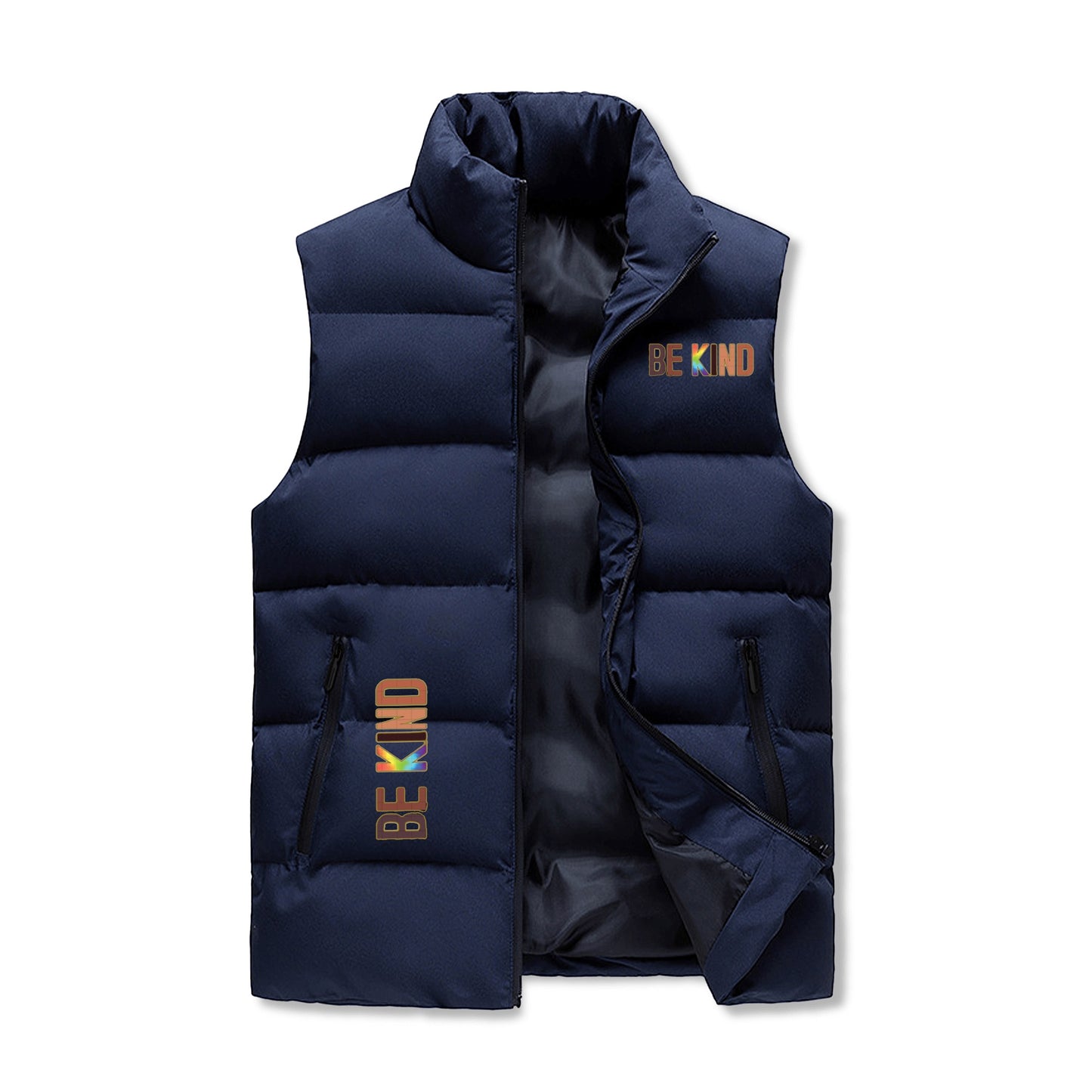 Be Kind (Pride Edition) Mens Warm Stand Collar Zip Up Puffer Vest