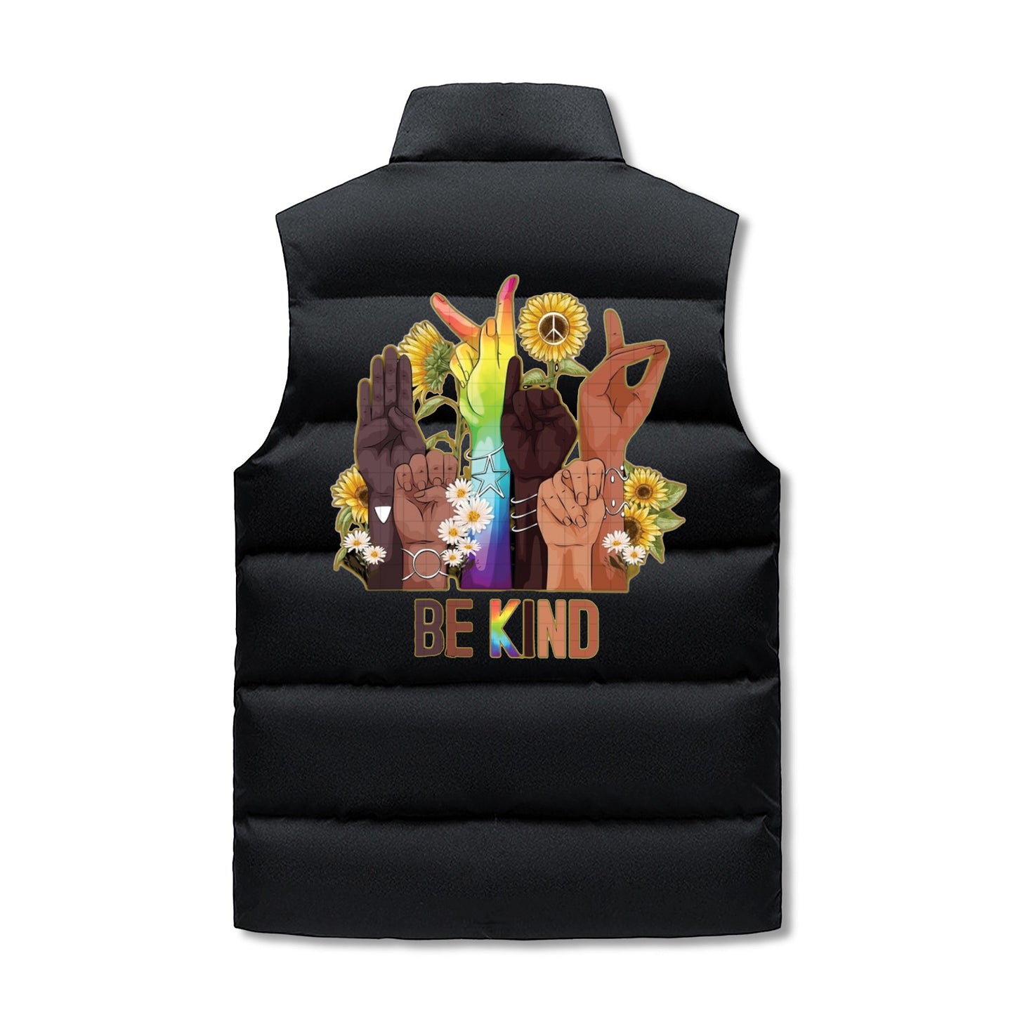 Be Kind (Pride Edition) Mens Warm Stand Collar Zip Up Puffer Vest