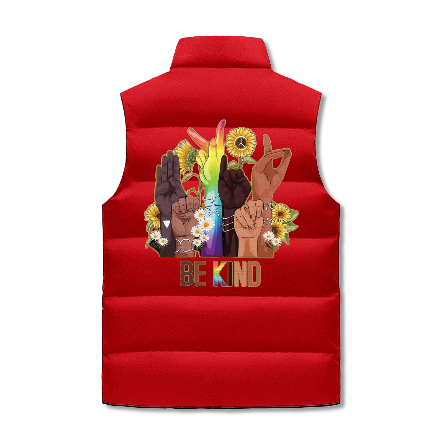 Be Kind (Pride Edition) Mens Warm Stand Collar Zip Up Puffer Vest