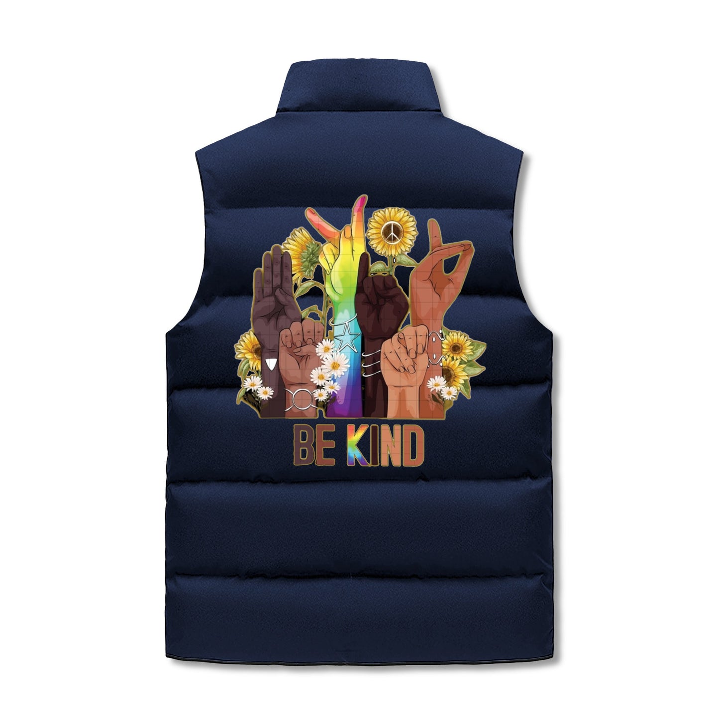 Be Kind (Pride Edition) Mens Warm Stand Collar Zip Up Puffer Vest