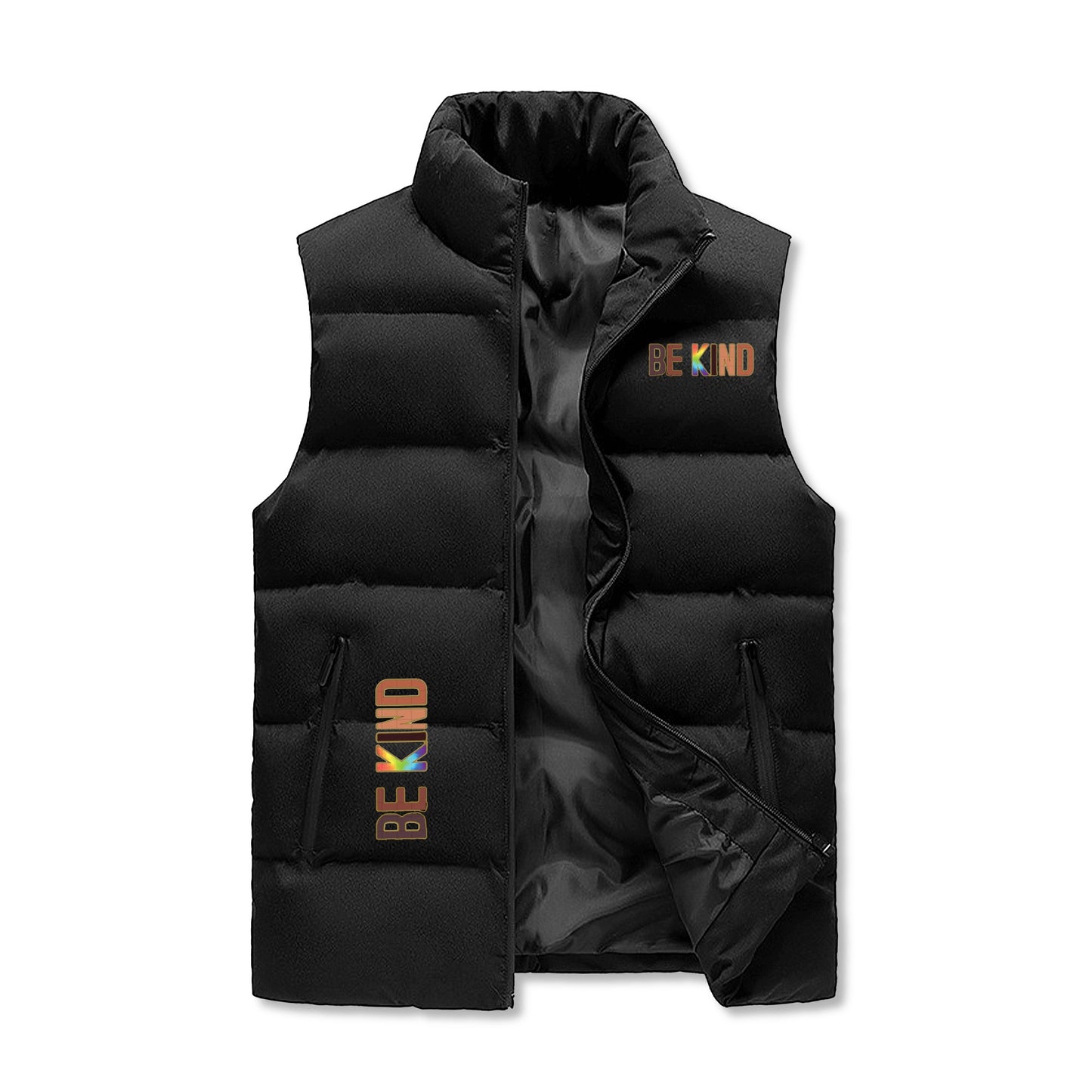 Be Kind (Pride Edition) Mens Warm Stand Collar Zip Up Puffer Vest