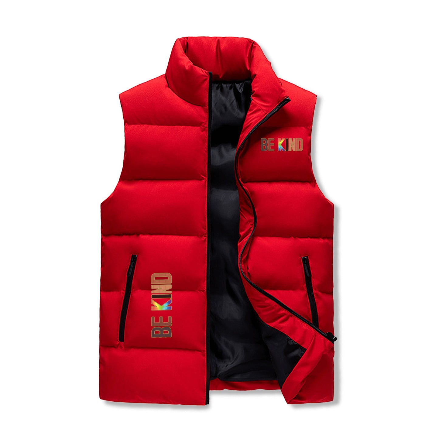 Be Kind (Pride Edition) Mens Warm Stand Collar Zip Up Puffer Vest