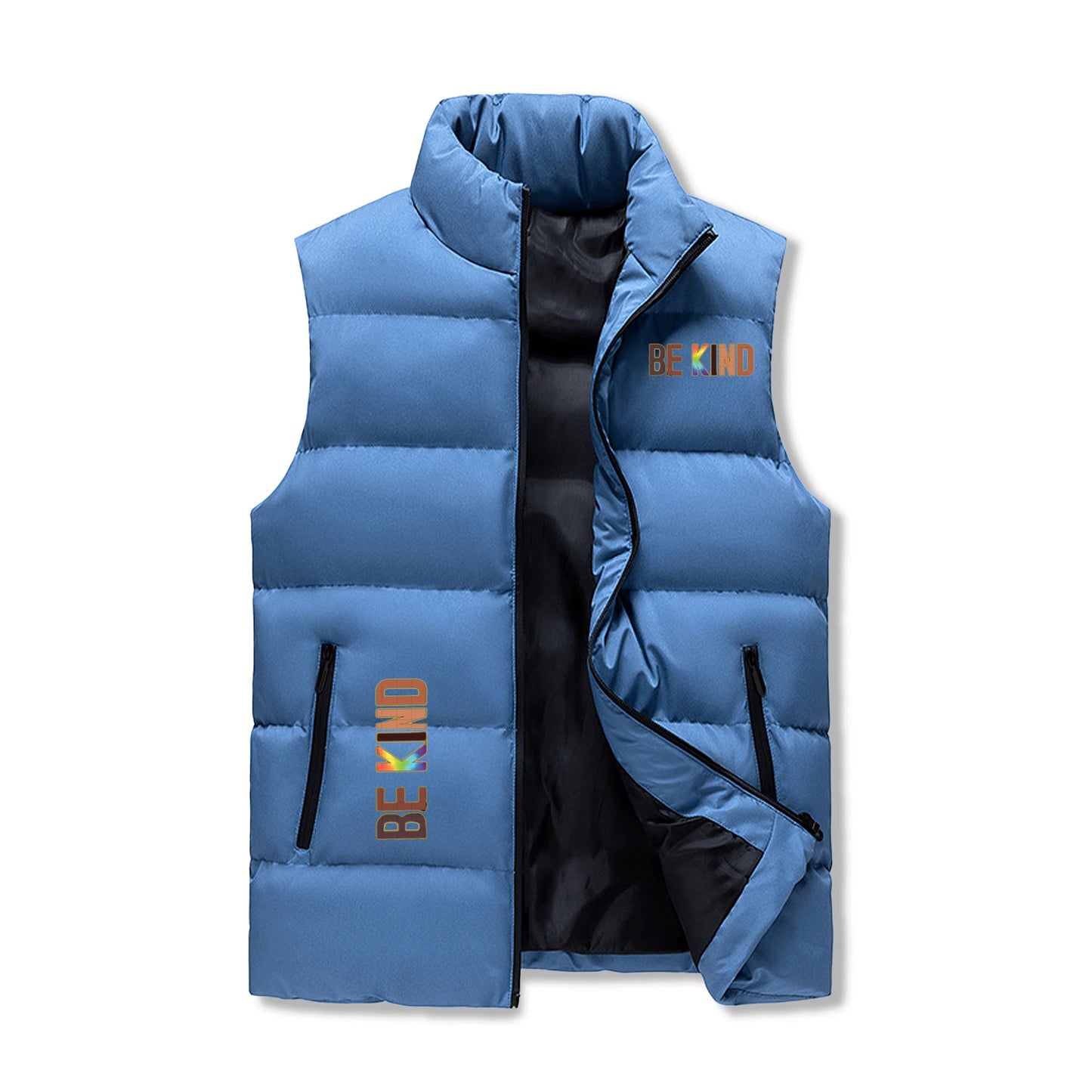 Be Kind (Pride Edition) Mens Warm Stand Collar Zip Up Puffer Vest