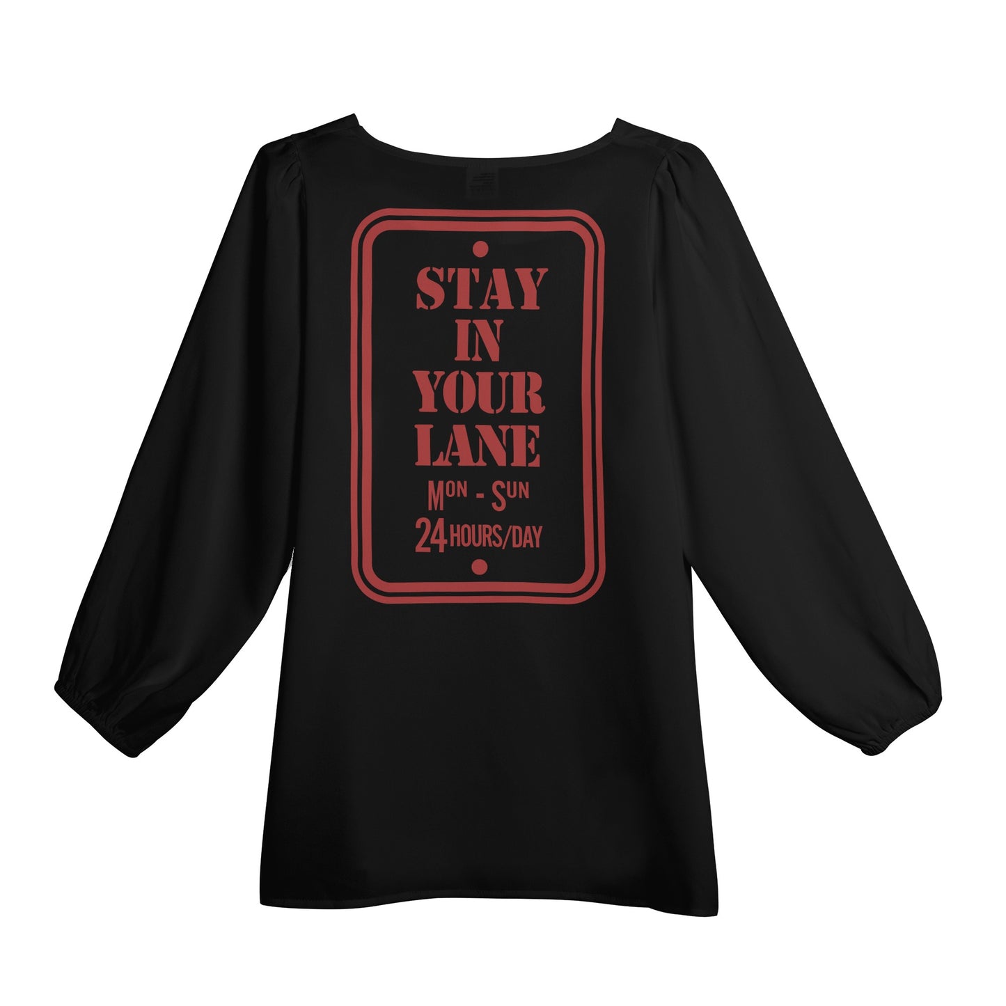 S.I.Y.L. (Stay In Your Lane)  Womens Black Long-Sleeve Chiffon Blouse