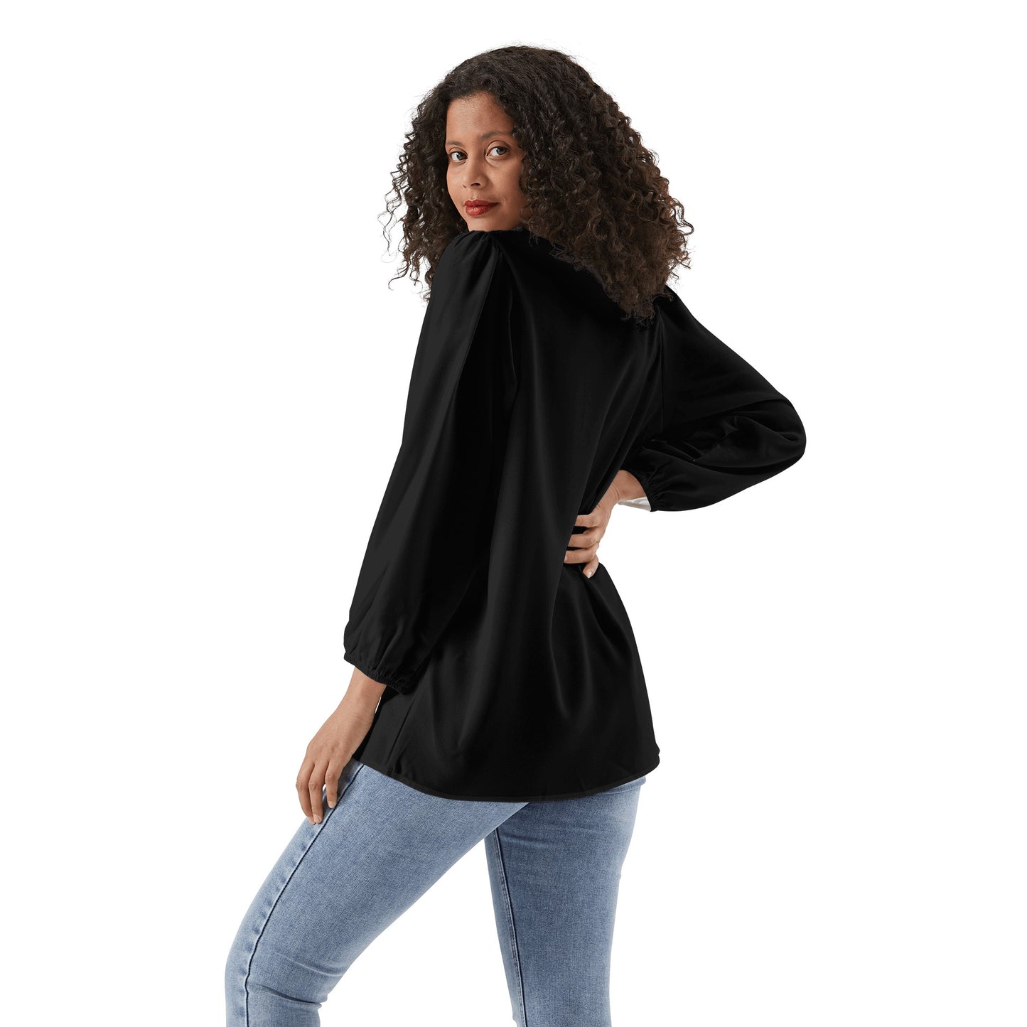 Star Walker 2.0 Womens Black Long-Sleeve Chiffon Blouse