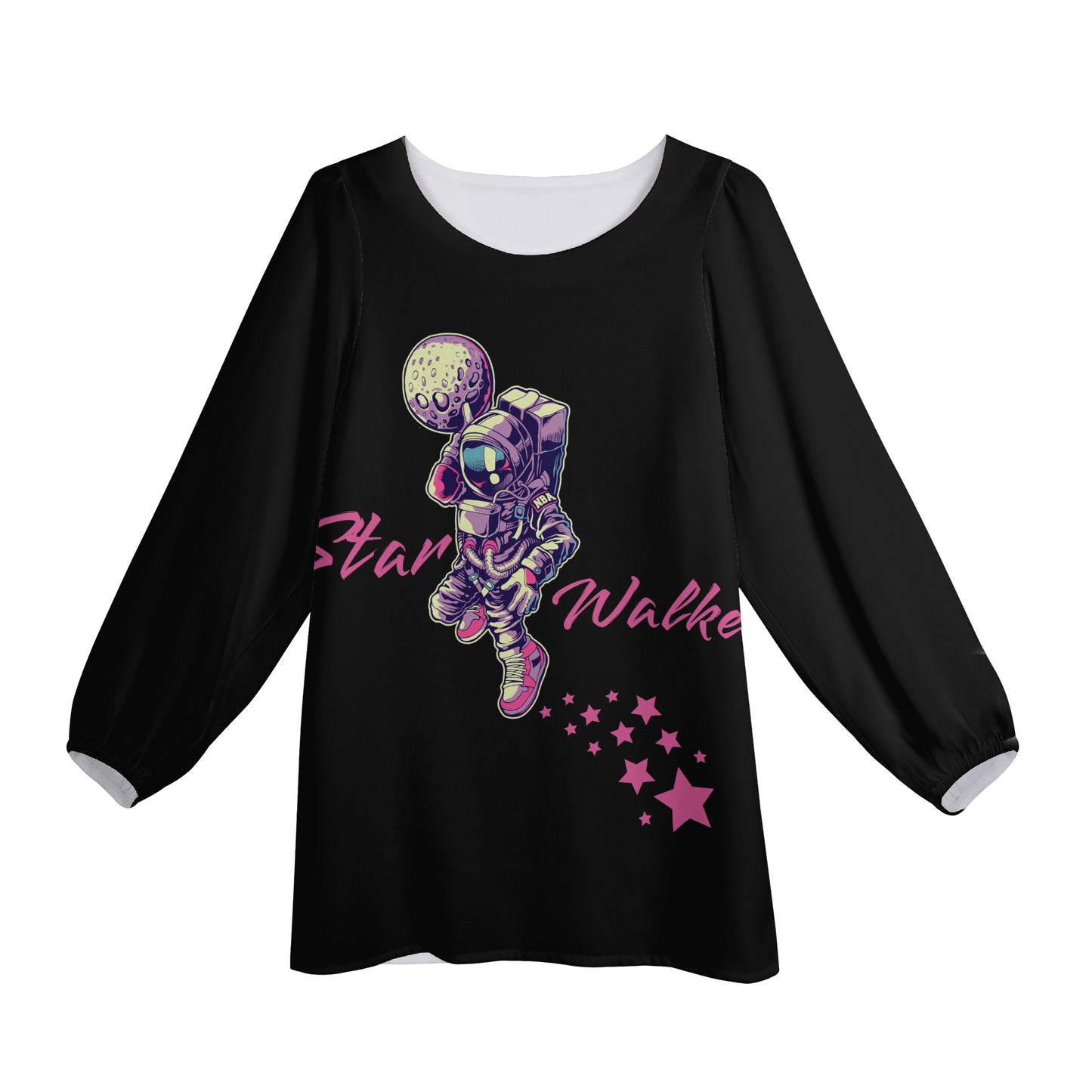 Star Walker 2.0 Womens Black Long-Sleeve Chiffon Blouse