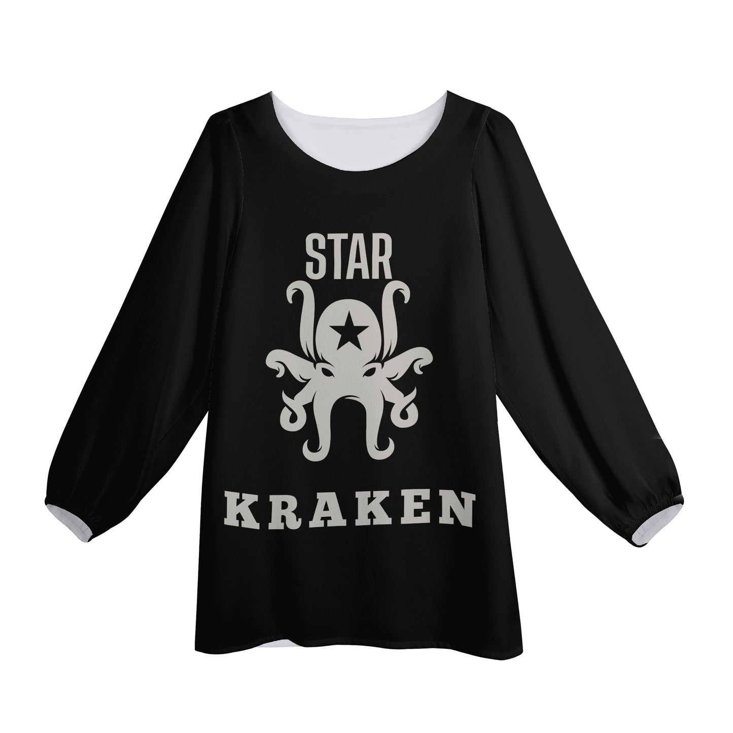 Star Kraken Womens Black Long-Sleeve Chiffon Blouse