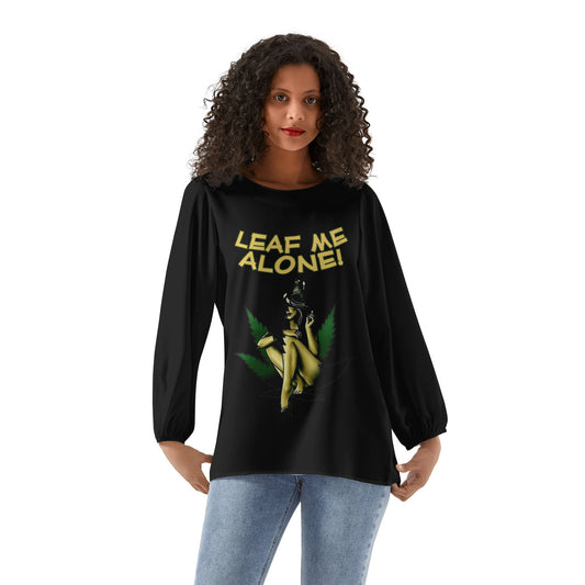 Leaf Me Alone 4.0 420 Edition Womens Long-Sleeve Chiffon Blouse