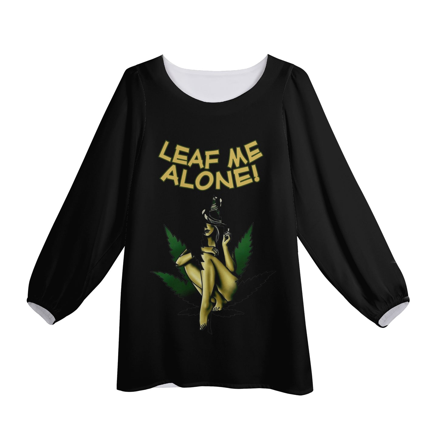 Leaf Me Alone 4.0 420 Edition Womens Long-Sleeve Chiffon Blouse