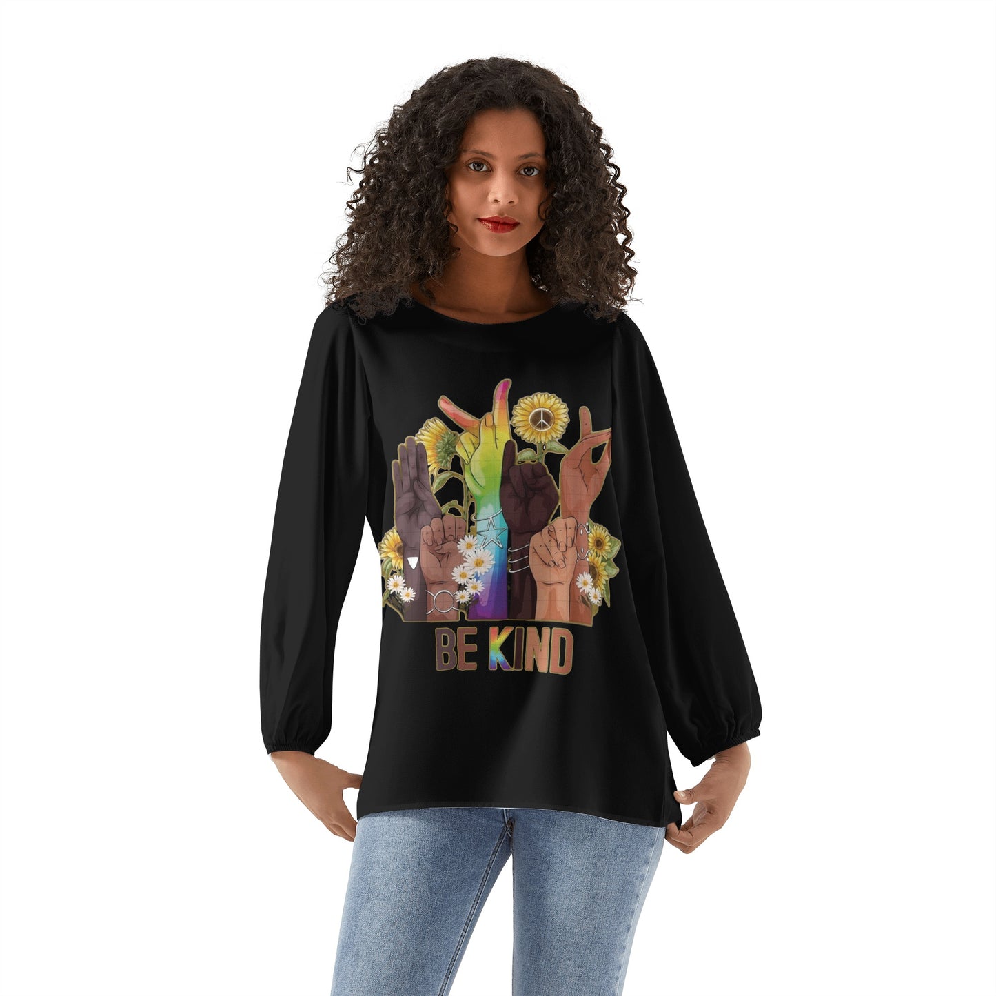 Be Kind (Pride Edition) Womens Long-Sleeve Chiffon Blouse