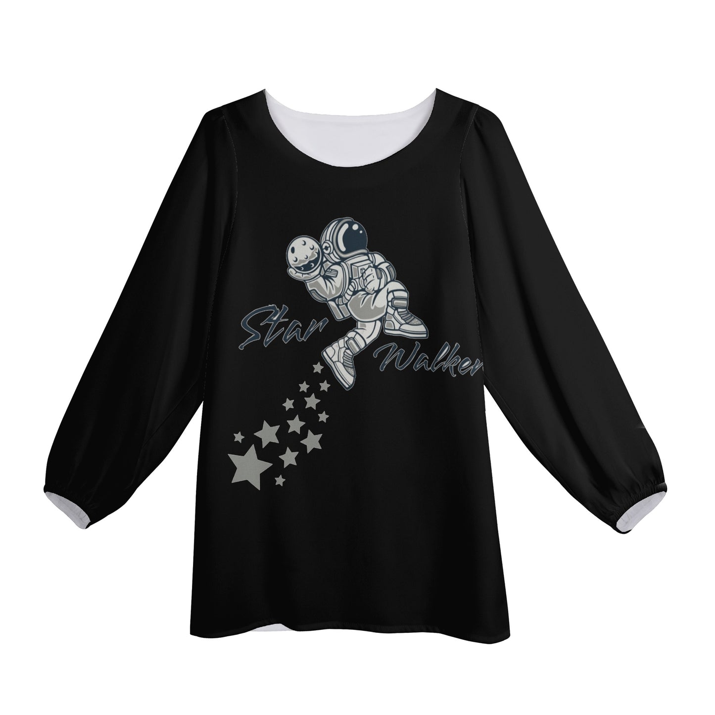 Star Walker 1.0 Womens Black Long-Sleeve Chiffon Blouse