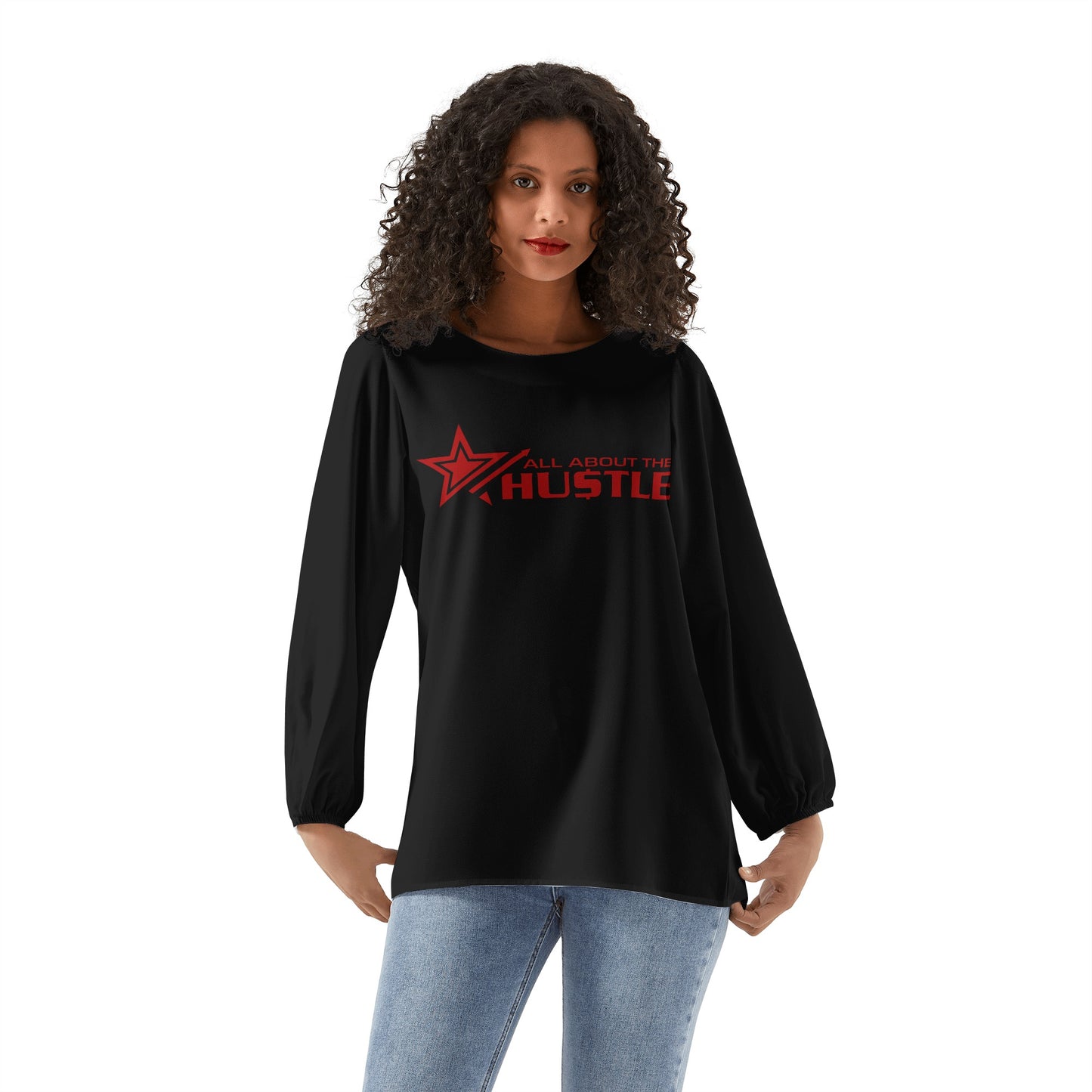 T.T.D (Ten Toes Down) Womens Black Long-Sleeve Chiffon Blouse