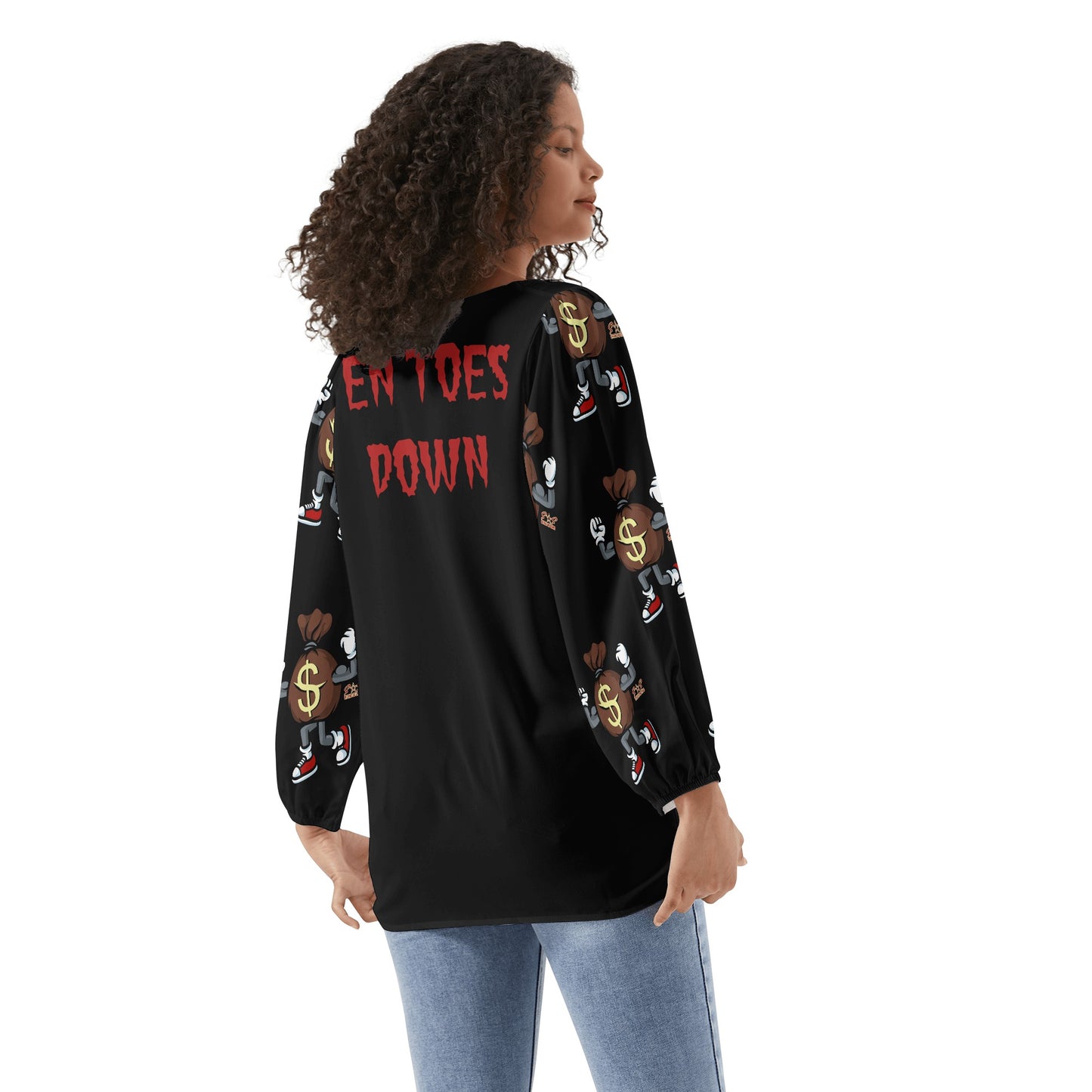 T.T.D (Ten Toes Down) Womens Long-Sleeve Chiffon Blouse