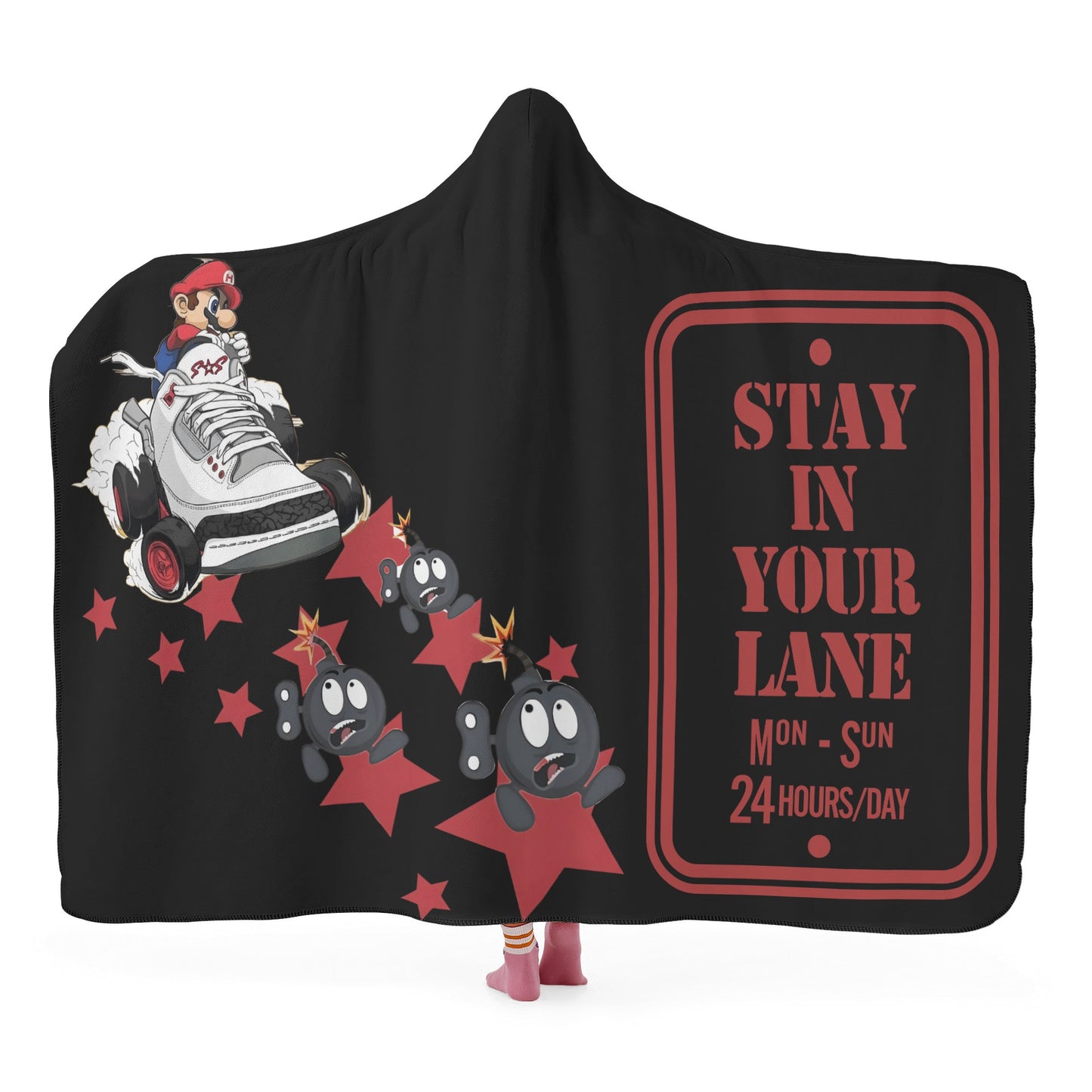 S.I.Y.L. (Stay In Your Lane) Black Hooded Blanket