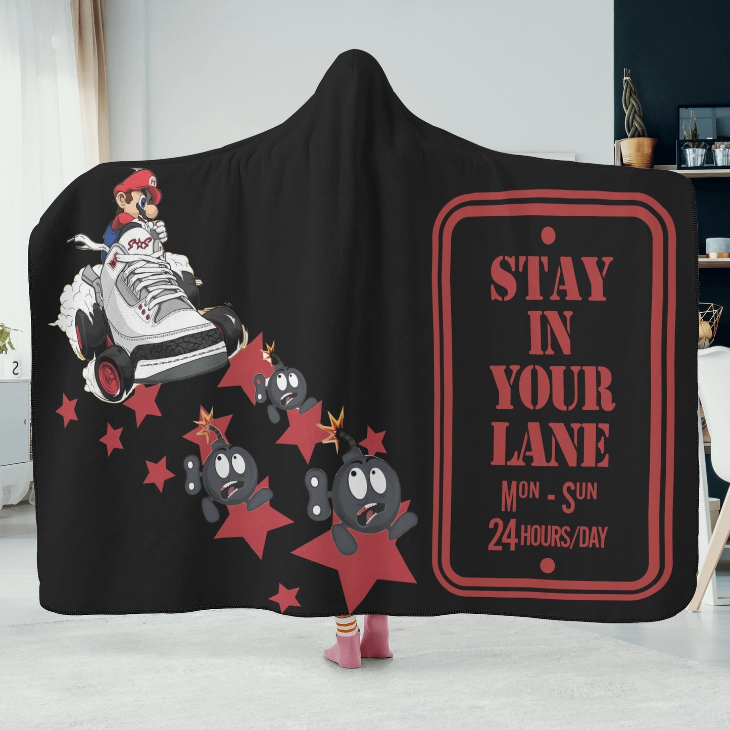 S.I.Y.L. (Stay In Your Lane) Black Hooded Blanket