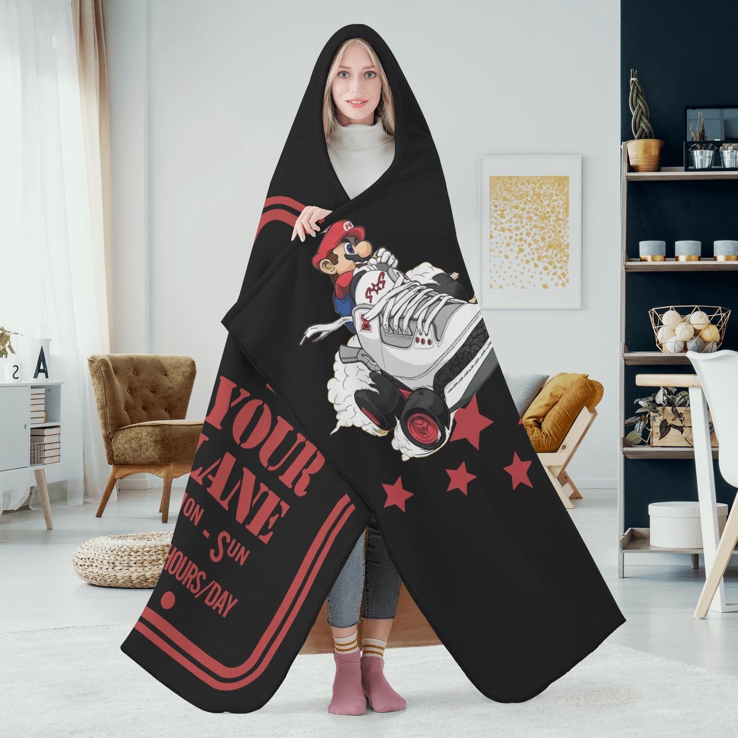 S.I.Y.L. (Stay In Your Lane) Black Hooded Blanket