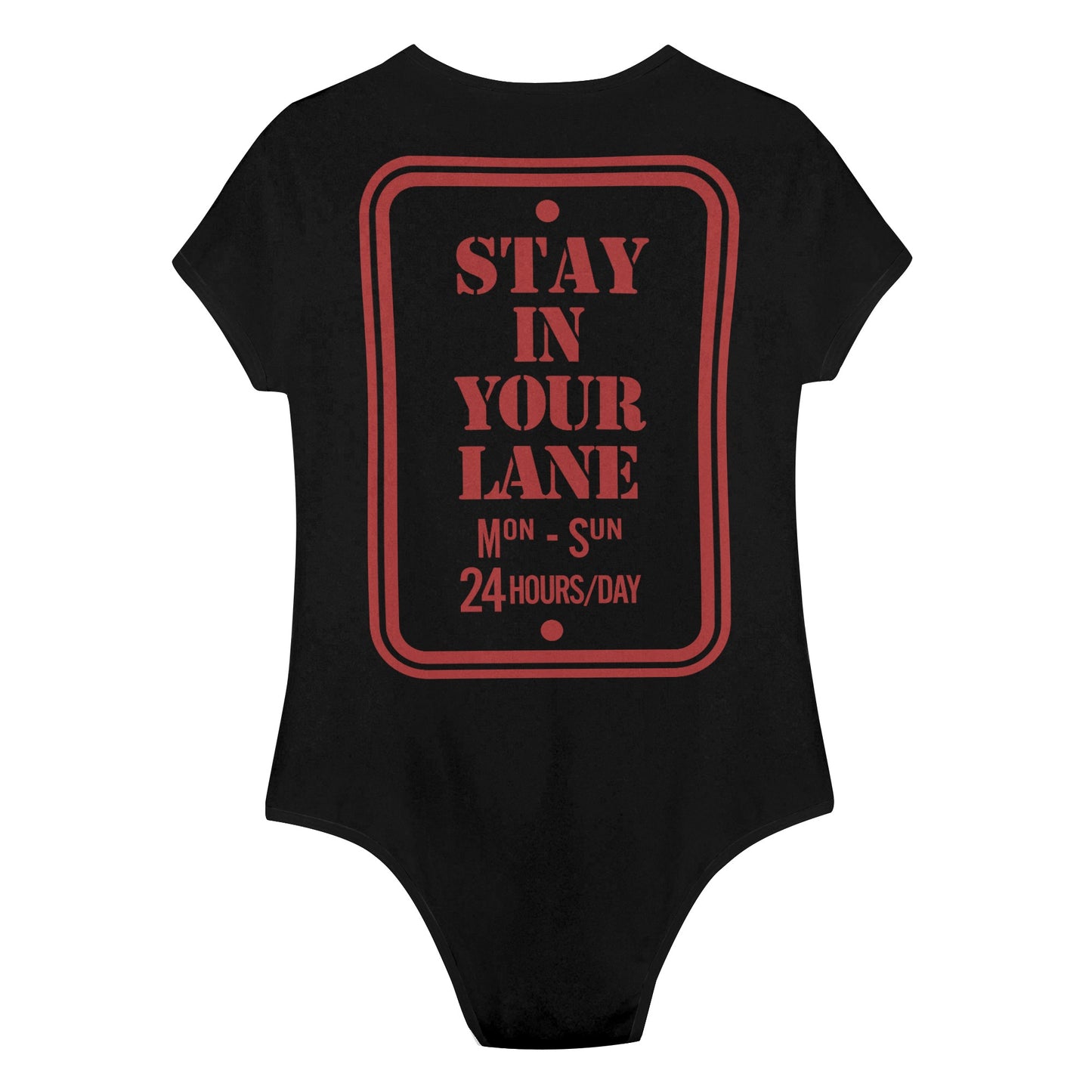 S.I.Y.L. (Stay In Your Lane)  Black Womens Soft Short Sleeve Bodysuit