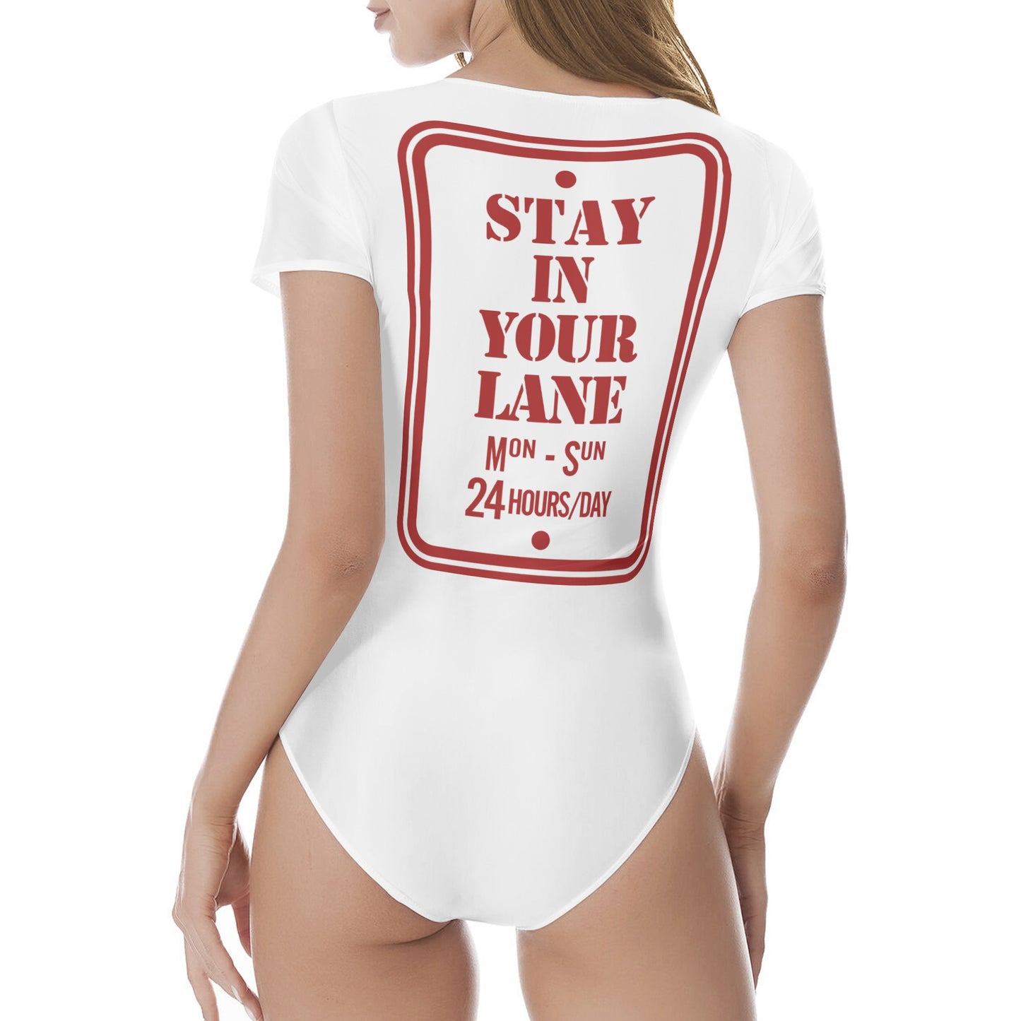 S.I.Y.L. (Stay In Your Lane) White Womens Soft Short Sleeve Bodysuit