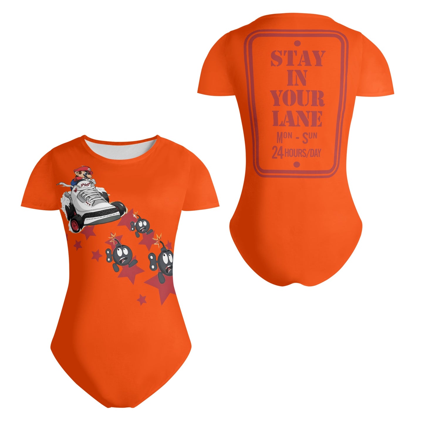 S.I.Y.L. (Stay In Your Lane) Dark Orange Womens Soft Short Sleeve Bodysuit