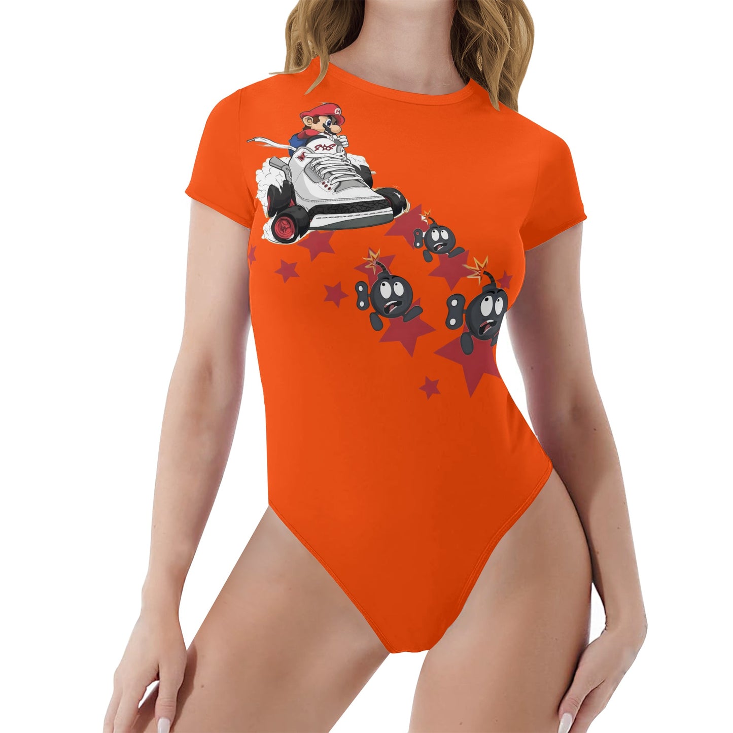 S.I.Y.L. (Stay In Your Lane) Dark Orange Womens Soft Short Sleeve Bodysuit