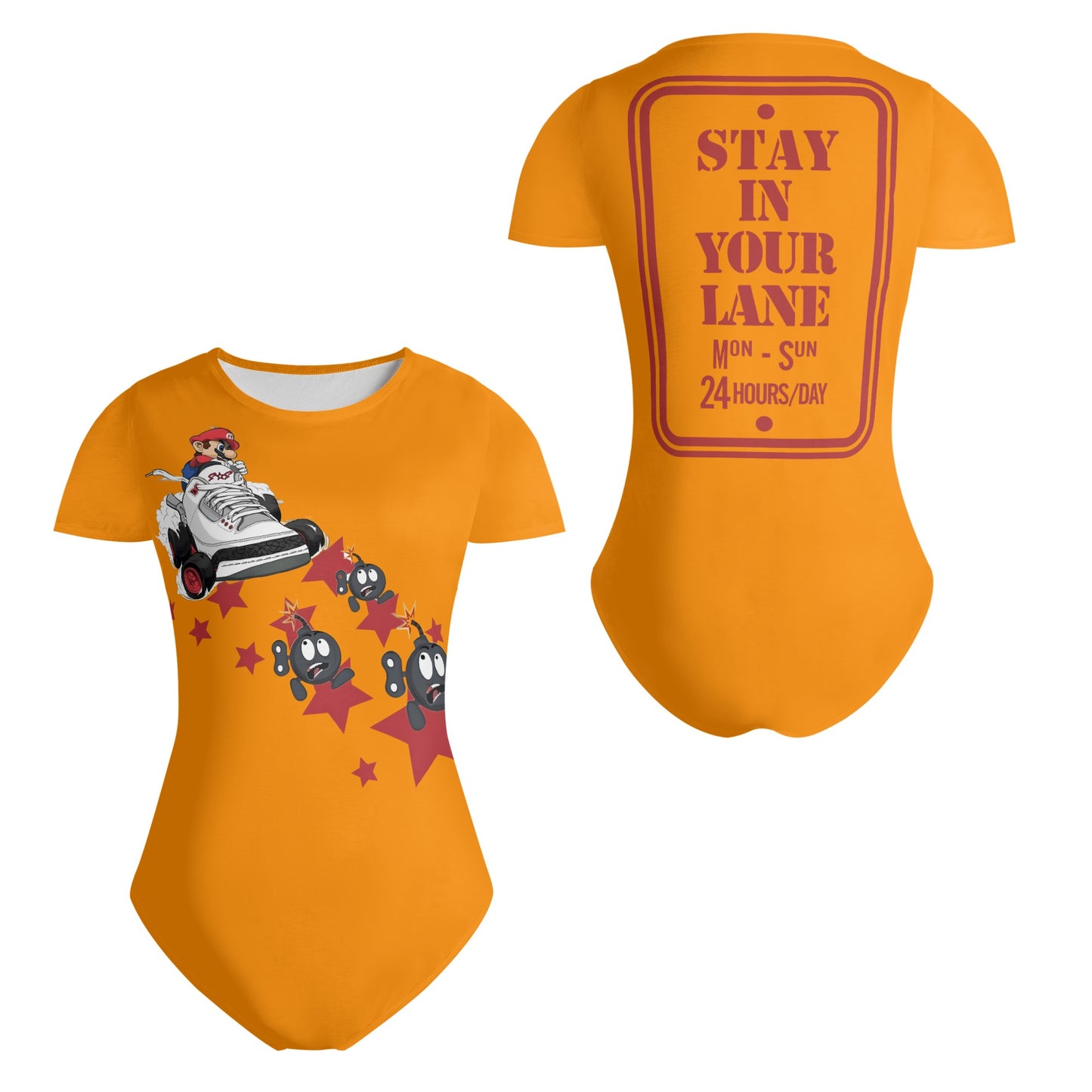 S.I.Y.L. (Stay In Your Lane) Orange Womens Soft Short Sleeve Bodysuit