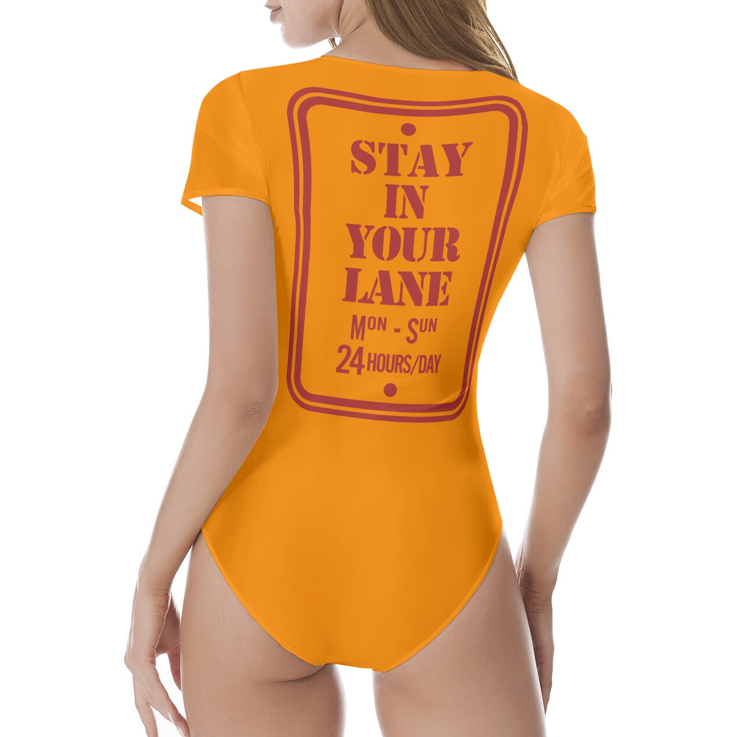 S.I.Y.L. (Stay In Your Lane) Orange Womens Soft Short Sleeve Bodysuit