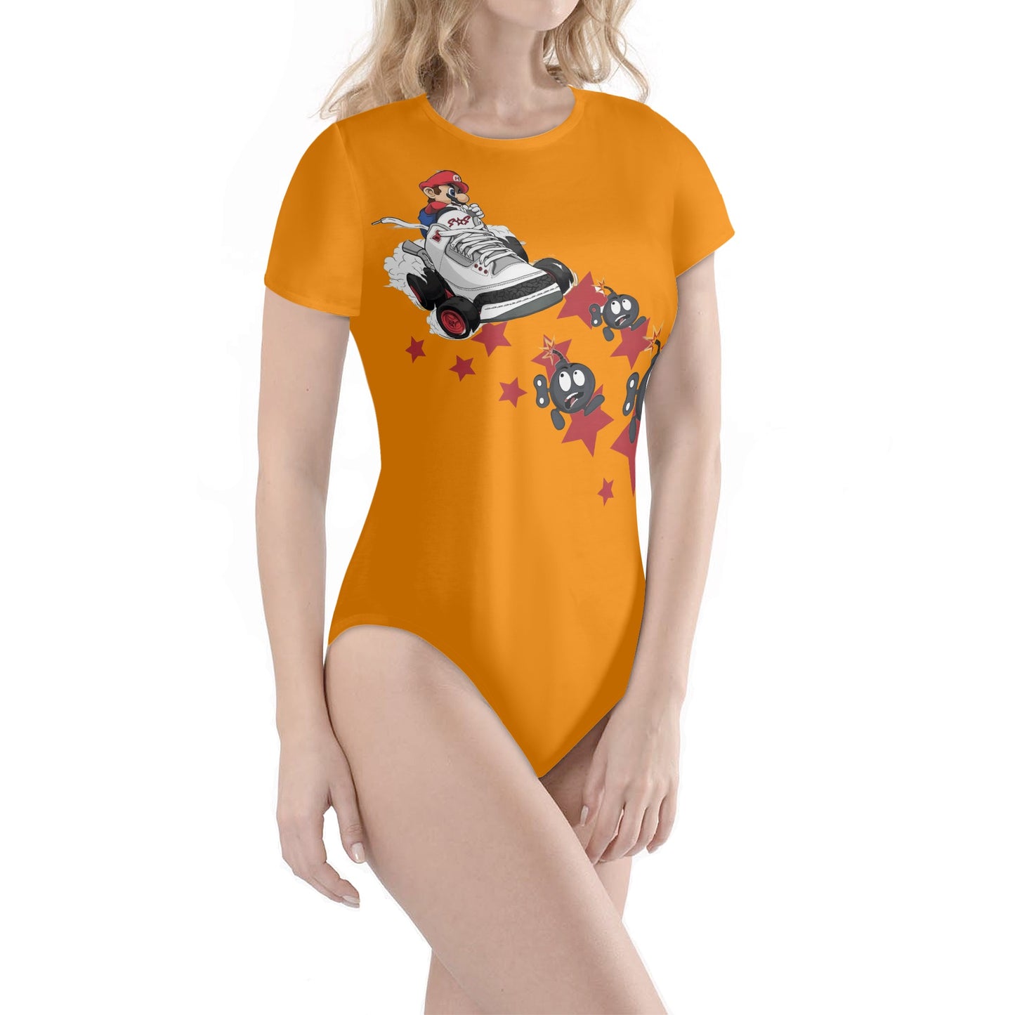 S.I.Y.L. (Stay In Your Lane) Orange Womens Soft Short Sleeve Bodysuit