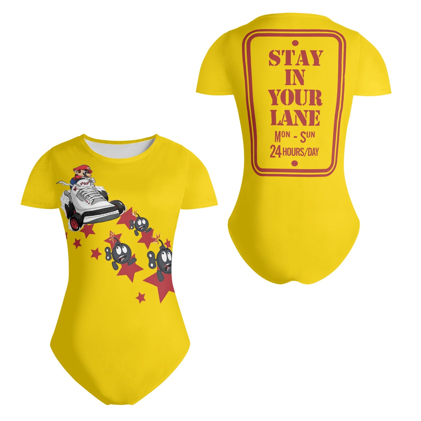 S.I.Y.L. (Stay In Your Lane)  Gold Womens Soft Short Sleeve Bodysuit