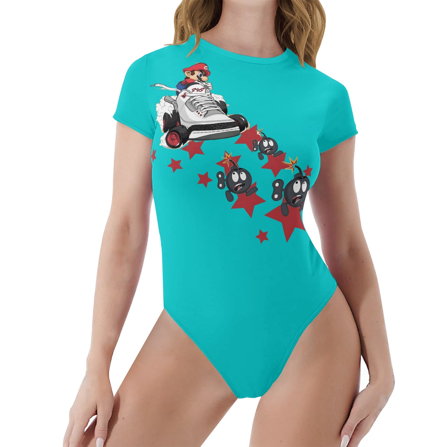 S.I.Y.L. (Stay In Your Lane) Turquoise Womens Soft Short Sleeve Bodysuit