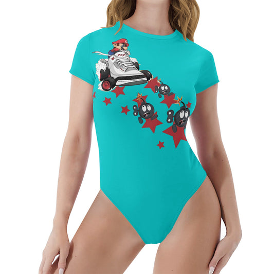 S.I.Y.L. (Stay In Your Lane) Turquoise Womens Soft Short Sleeve Bodysuit