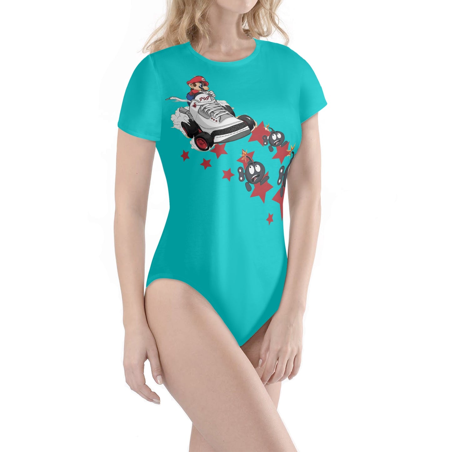 S.I.Y.L. (Stay In Your Lane) Turquoise Womens Soft Short Sleeve Bodysuit