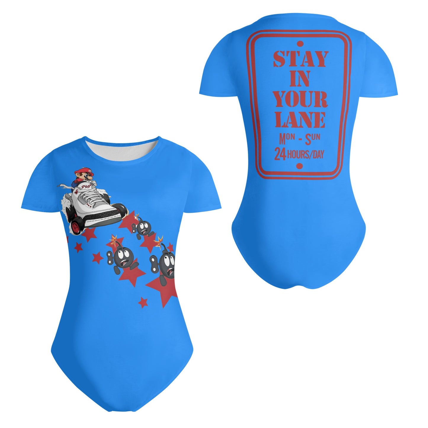 S.I.Y.L. (Stay In Your Lane) Blue Womens Soft Short Sleeve Bodysuit