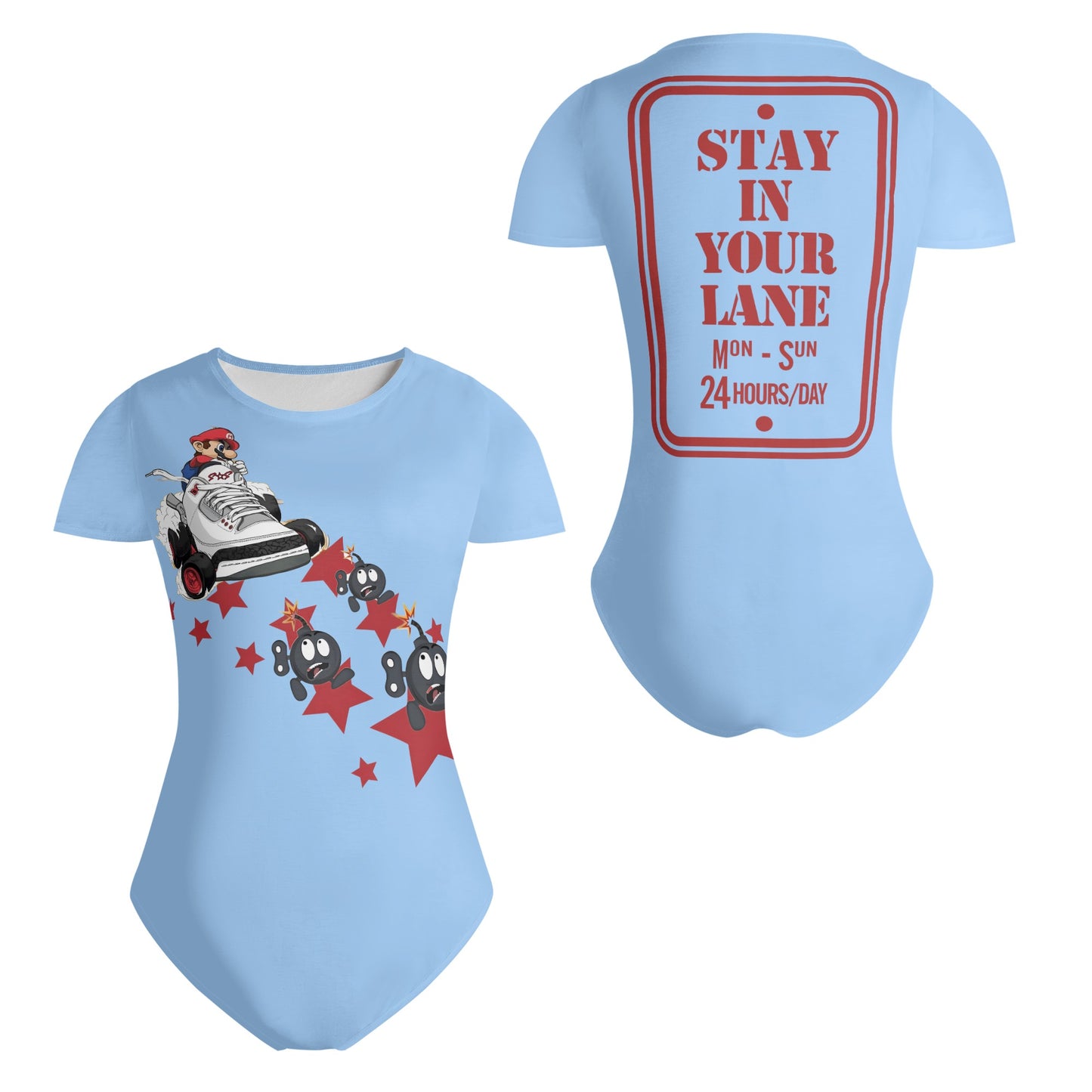 S.I.Y.L. (Stay In Your Lane)  Sky Blue Womens Soft Short Sleeve Bodysuit