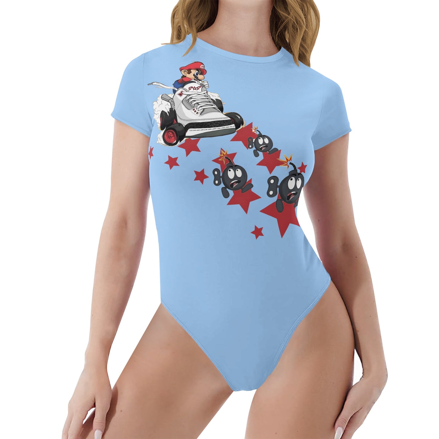 S.I.Y.L. (Stay In Your Lane)  Sky Blue Womens Soft Short Sleeve Bodysuit