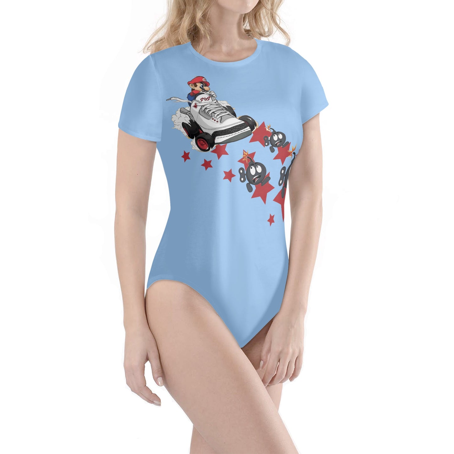 S.I.Y.L. (Stay In Your Lane)  Sky Blue Womens Soft Short Sleeve Bodysuit