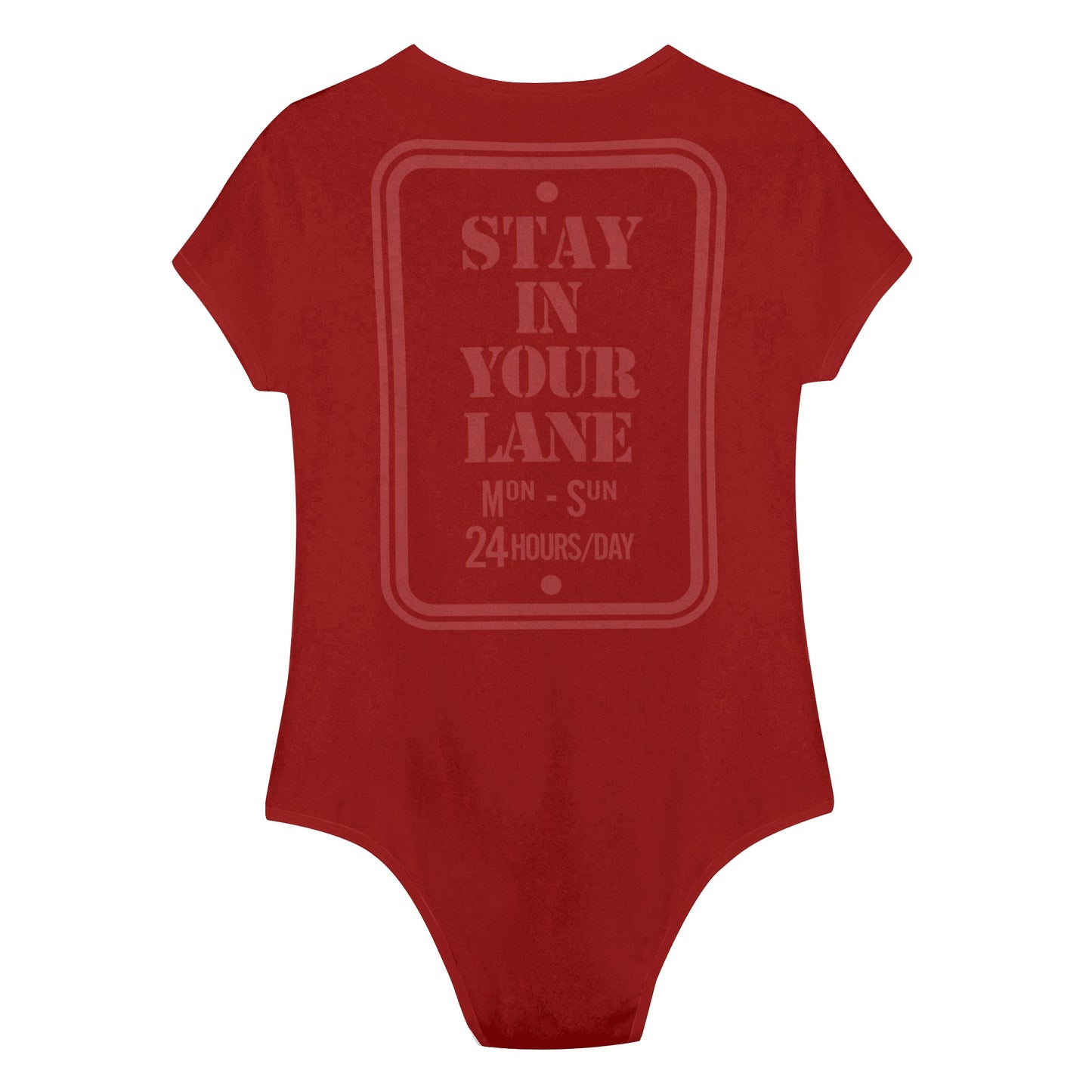 S.I.Y.L. (Stay In Your Lane)  Maroon Womens Soft Short Sleeve Bodysuit