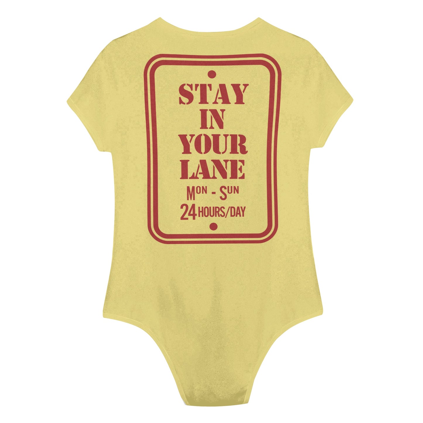 S.I.Y.L. (Stay In Your Lane)  Tan Womens Soft Short Sleeve Bodysuit