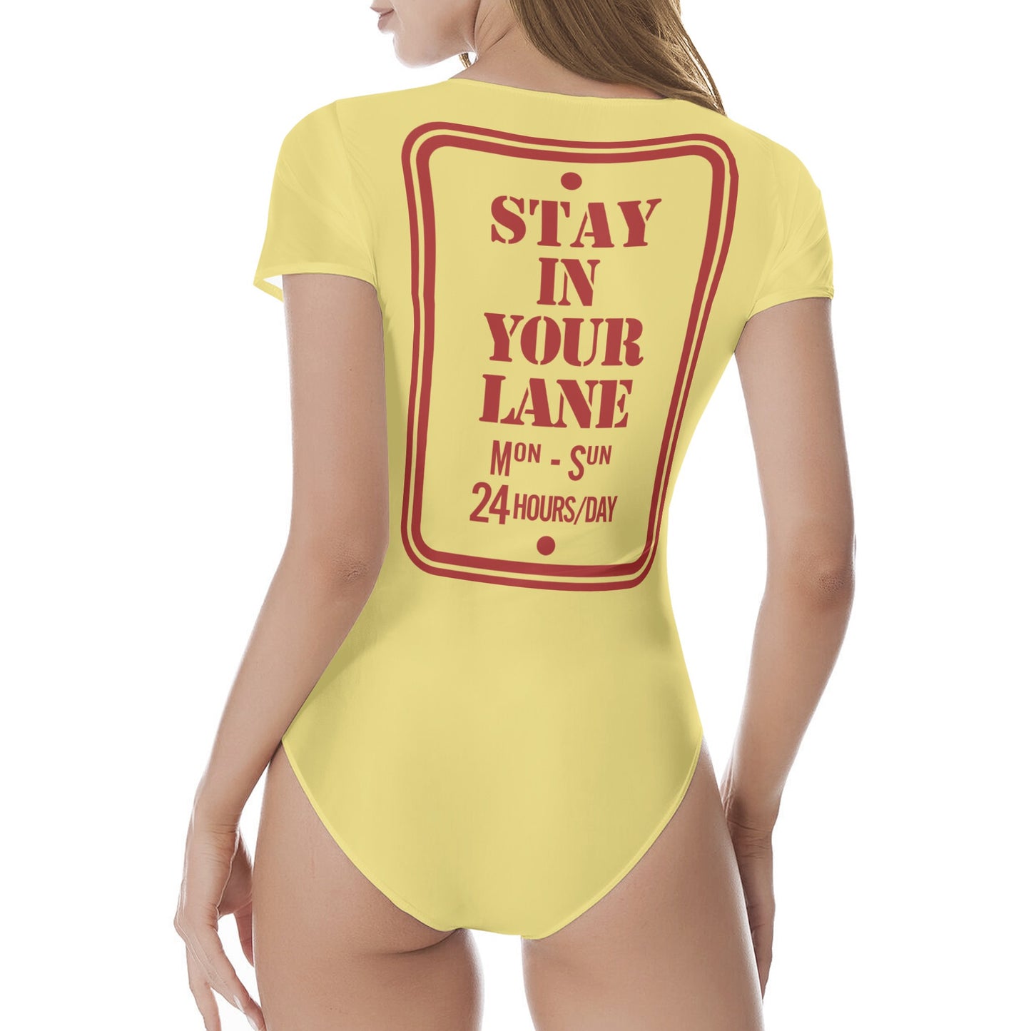 S.I.Y.L. (Stay In Your Lane)  Tan Womens Soft Short Sleeve Bodysuit