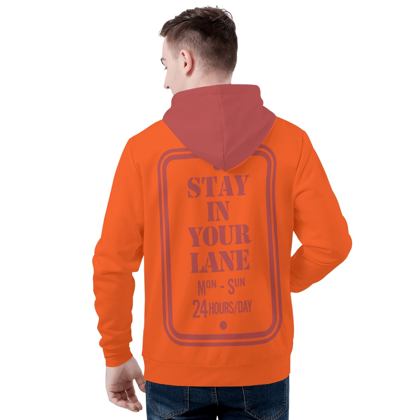 S.I.Y.L. (Stay In Your Lane) Mens Dark Orange Hoodie