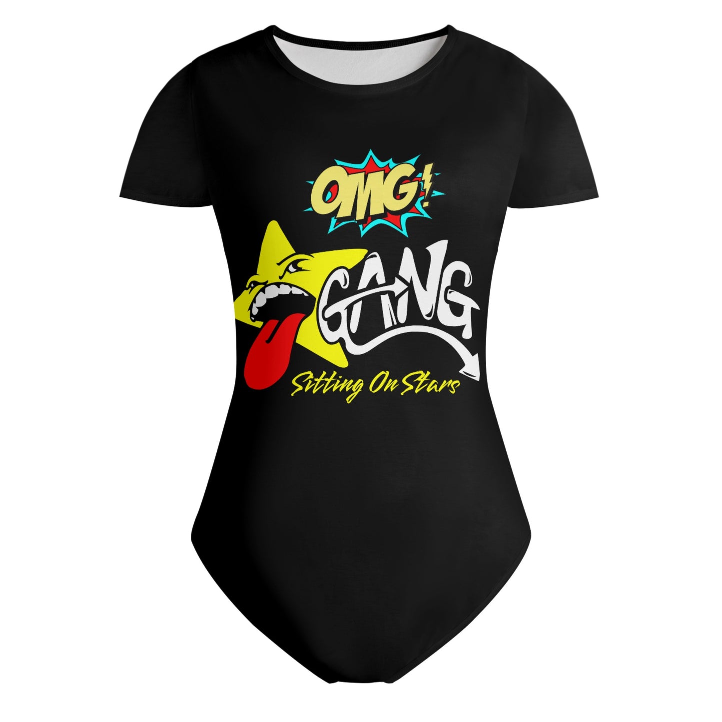 Star Gang Womens Black Soft Short Sleeve Bodysuit